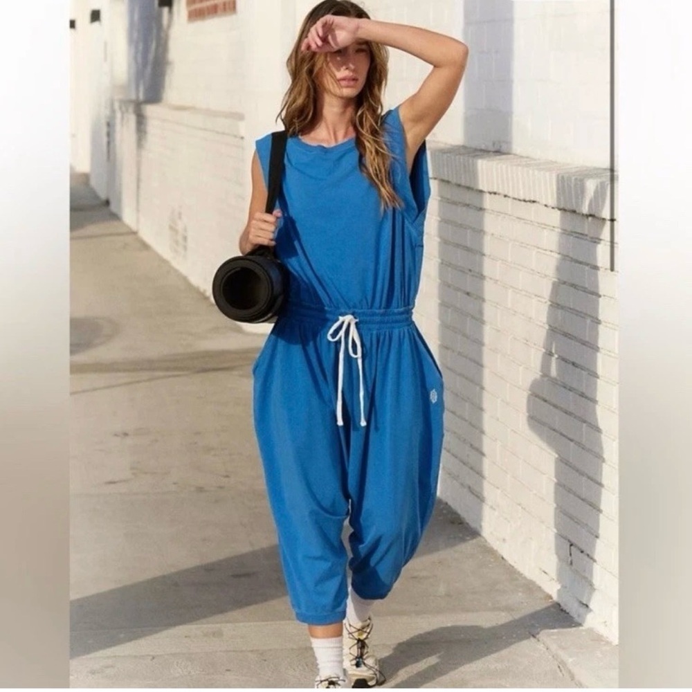 Free People Movement Hot Shot Harem Onesie in Light Cobalt Size XS NWT